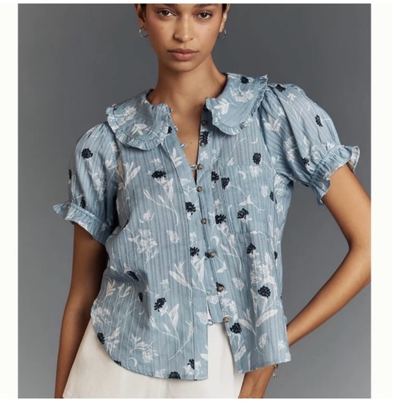 Pilcro Tops - Pilcro Light Blue Floral Button-Down Shirt
